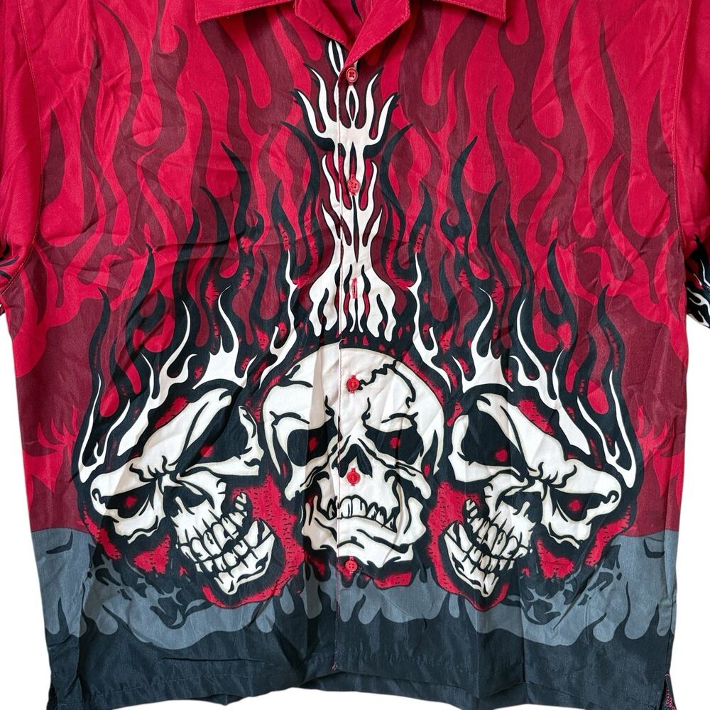VTG Y2K Steve & Barrys Skull Shirt Mens Size XL Red Biker Skater 90's Halloween